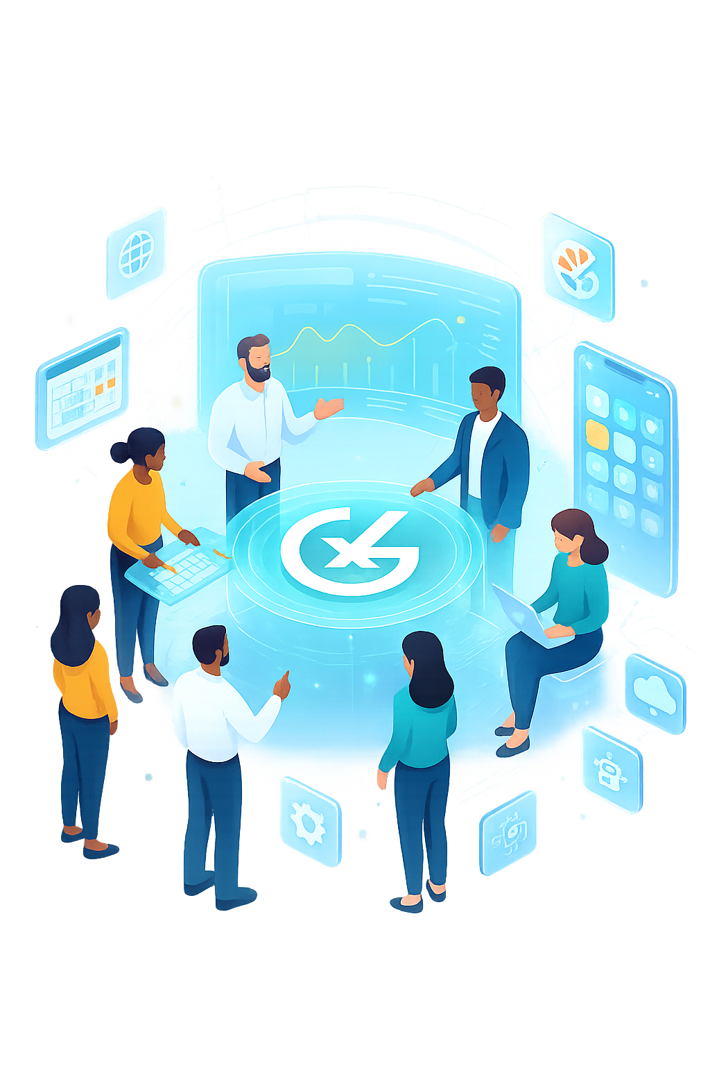 Team working on global projects